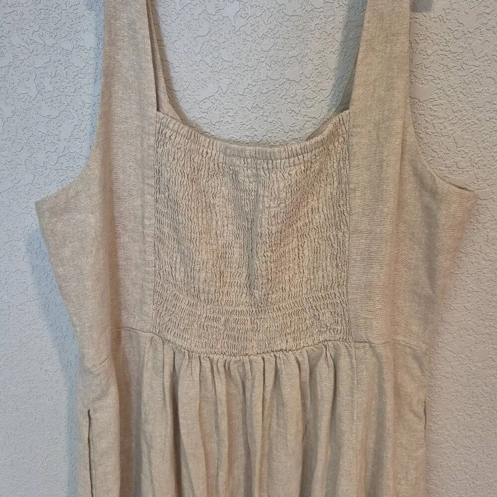 Old Navy Fit & Flare Linen Blend Midi Dress Size XL Tall - Picture 4 of 10